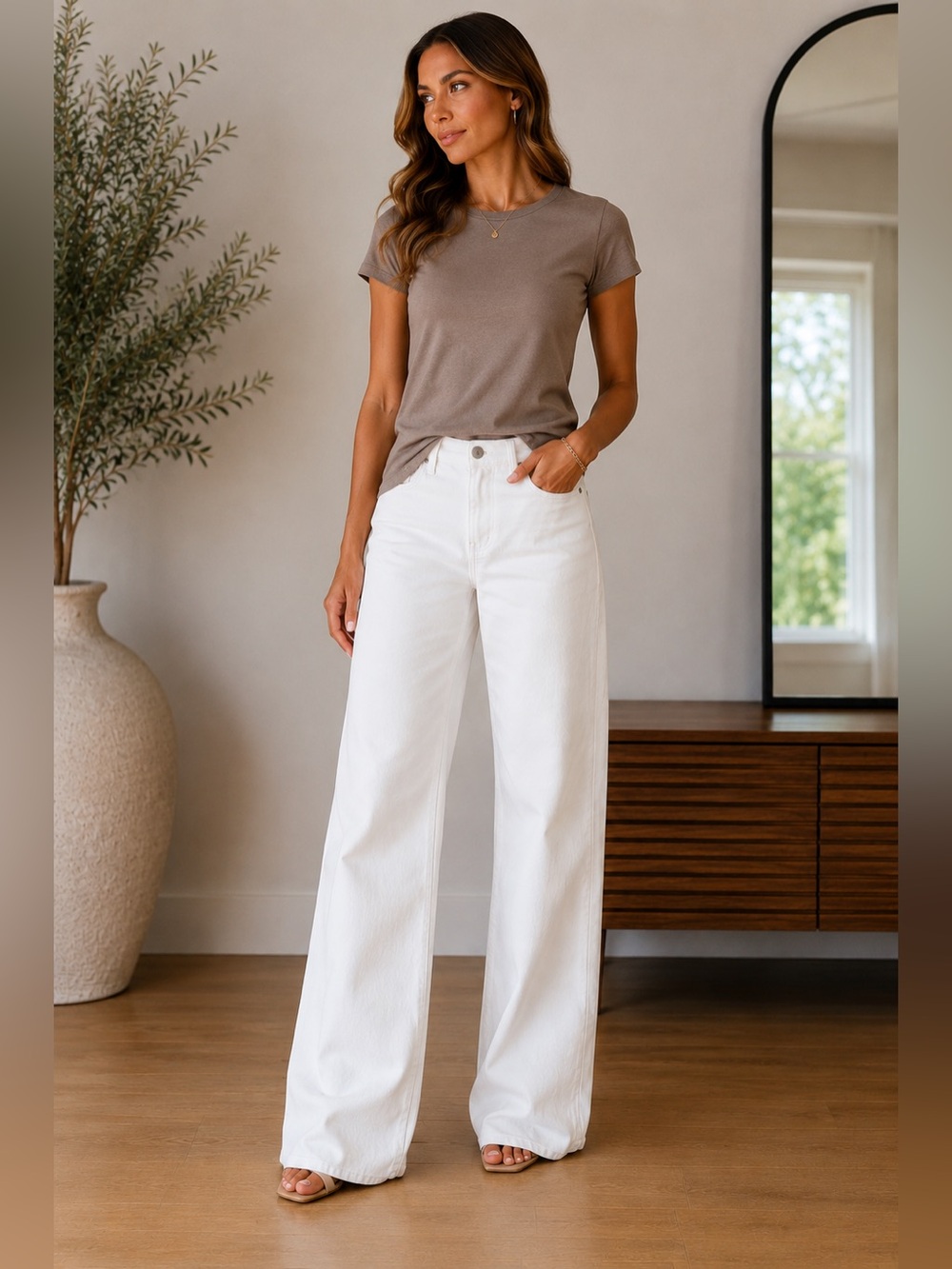7 for all Mankind Wide Leg White Jeans High Rise | sz 32